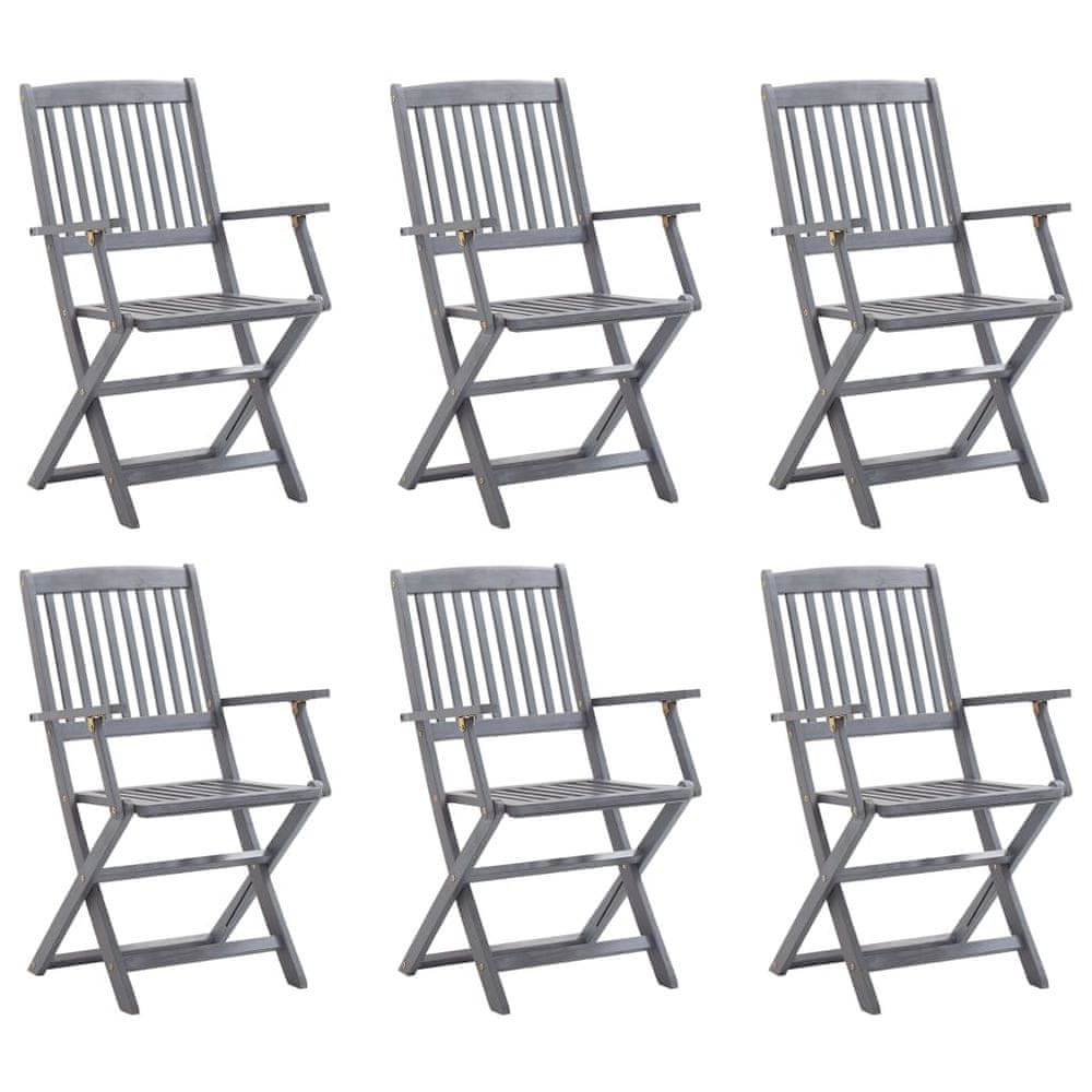 Vidaxl Skladacie vonkajšie stoličky 6 ks akáciový masív